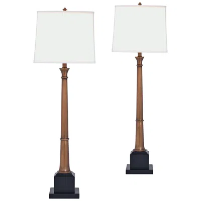Port 68 Kensington 38" High Aged Brass Buffet Table Lamp Set Of 2