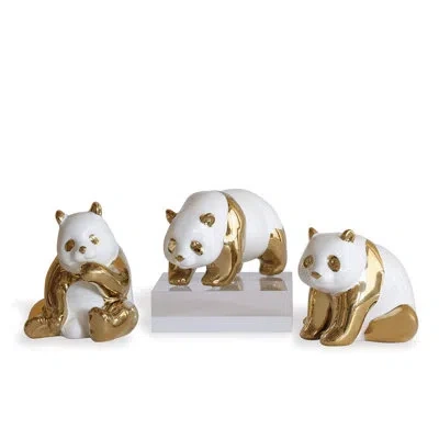 Port 68 3 Piece Panda Objects Set In White;gold