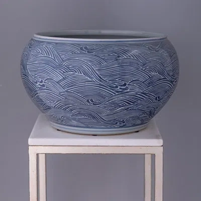 Port 68 Aegean Handmade Porcelain Table Vase In Blue;white