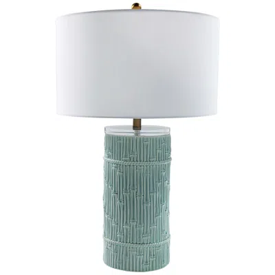 Port 68 Bamboo 29" High Glossy Celadon Porcelain Cylinder Table Lamp