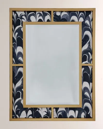 Port 68 Bedford Mirror With Black Orchid Fabric In Gold