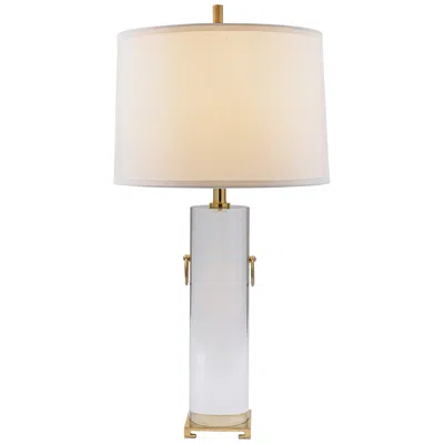 Port 68 Beverly Clear Lucite Cylinder Table Lamp In White