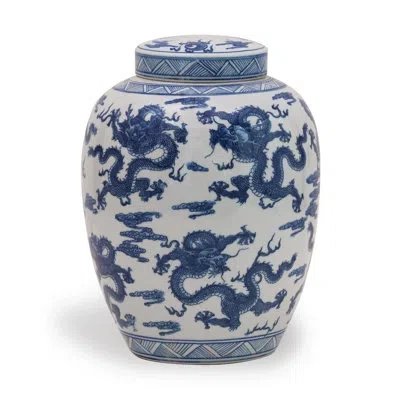 Port 68 Blue/white 14" Porcelain Jar In Blue;white