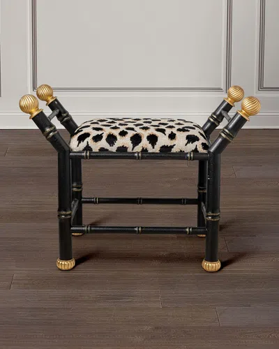 Port 68 Boca Black Ocelot-print Bench, Black In Multi