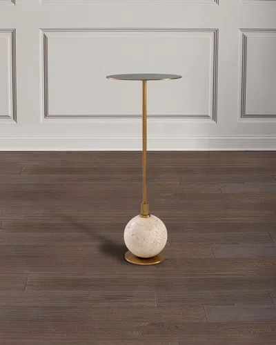 Port 68 Boston Martini Table, Travertine In White