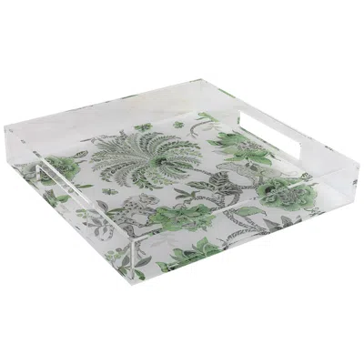 Port 68 Braganza Clear Green Animals And Florals Decorative Tray