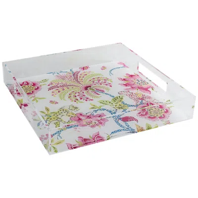 Port 68 Braganza Clear Pink Animals And Florals Decorative Tray