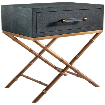 Port 68 Cairo 24" Wide Dark Gray Faux Shagreen 1-drawer End Table
