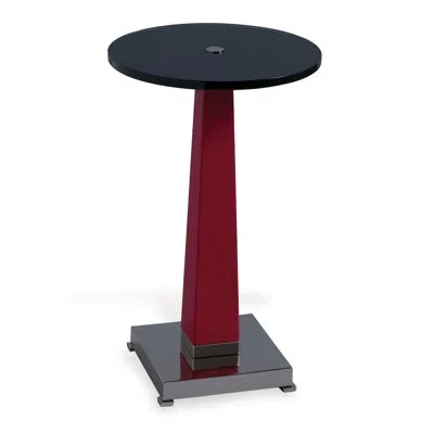 Port 68 Cairo Charcoal/brass Accent Table In Red,nickel
