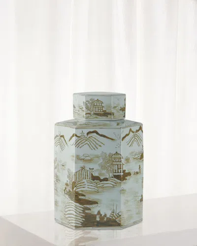 Port 68 Canton Large Jar, Brown In Brown/white