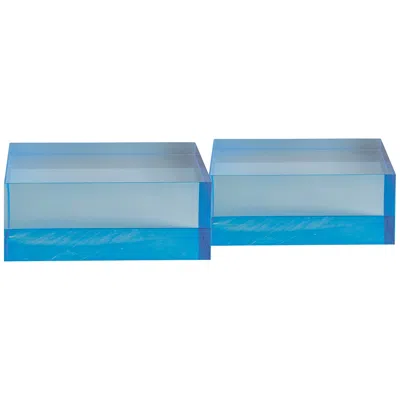 Port 68 Capagna 5" Wide Blue Lucite Square Stands Set Of 2