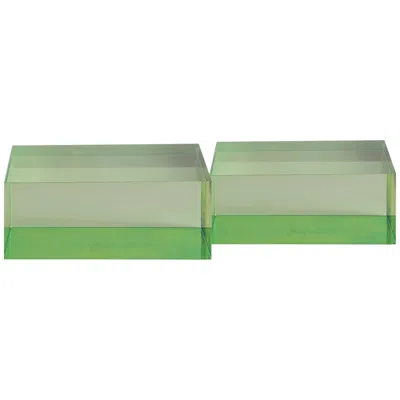 Port 68 Capagna 5" Wide Green Lucite Square Stands Set Of 2