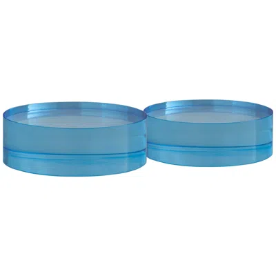 Port 68 Capagna 6" Wide Blue Lucite Round Stands Set Of 2