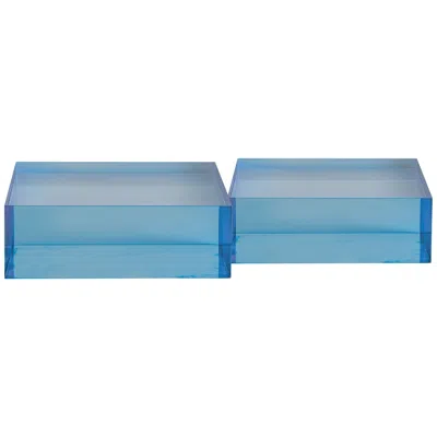 Port 68 Capagna 6" Wide Blue Lucite Square Stands Set Of 2