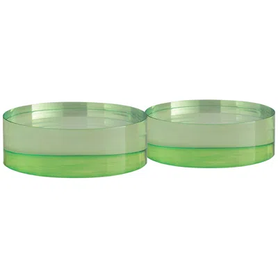 Port 68 Capagna 6" Wide Green Lucite Round Stands Set Of 2
