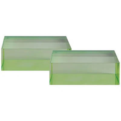 Port 68 Capagna 6" Wide Green Lucite Square Stands Set Of 2