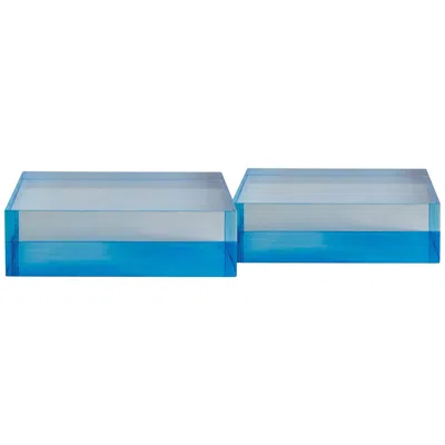 Port 68 Capagna 7" Wide Blue Lucite Square Stands Set Of 2