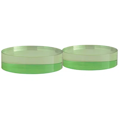 Port 68 Capagna 7" Wide Green Lucite Round Stands Set Of 2