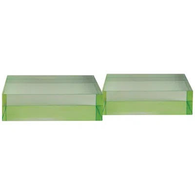 Port 68 Capagna 7" Wide Green Lucite Square Stands Set Of 2