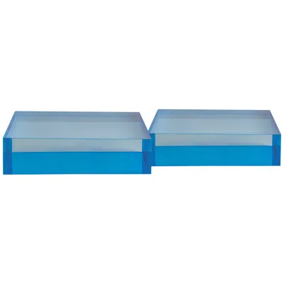 Port 68 Capagna 8" Wide Blue Lucite Square Stands Set Of 2