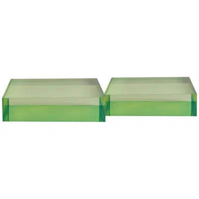 Port 68 Capagna 8" Wide Green Lucite Square Stands Set Of 2