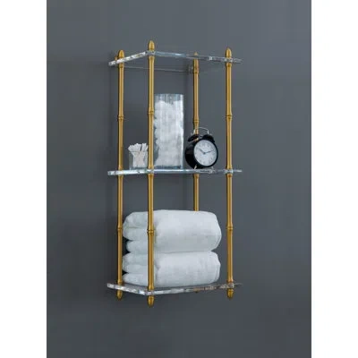 Port 68 Carmel Lucite Shelf In Brass Plated
