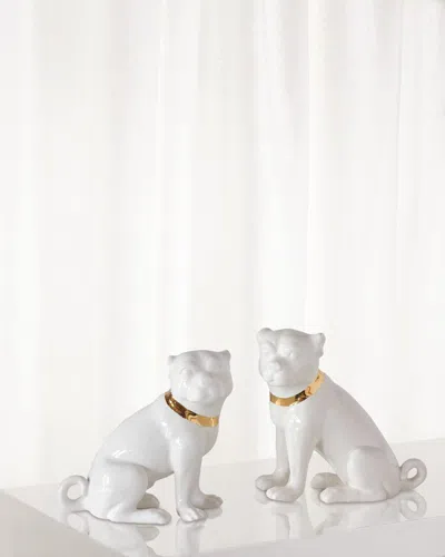 Port 68 Cecil Cream Pug Statues, Set Of 2 In Blue