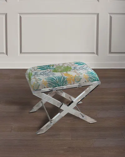 Port 68 Coral Crossing Lucite Bench In Multi