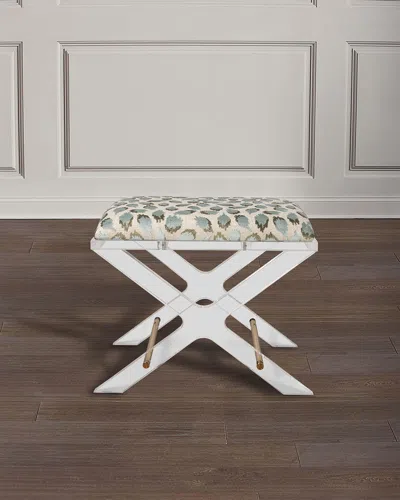 Port 68 Delano Celadon Ocelot-print X-bench, 24" In Multi