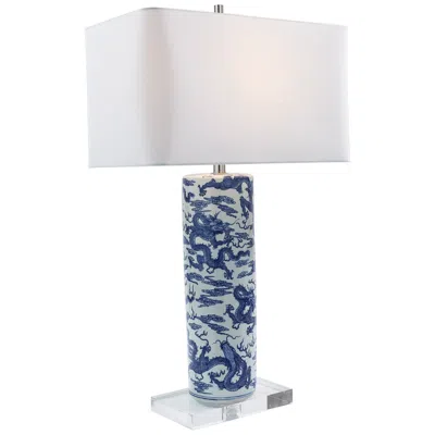 Port 68 Dragon Blue And White Cylinder Blue Table Lamp