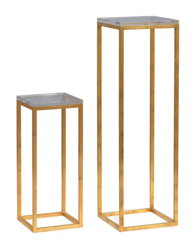 Port 68 Drake Gold/lucite Pedestals (set Of 2) In Brown