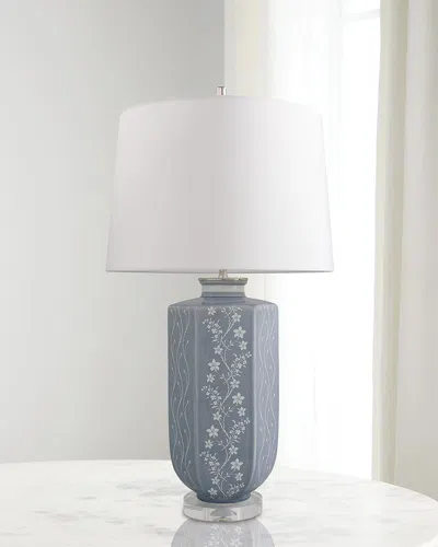 Port 68 Floral Vine Stone 31" Table Lamp In Blue