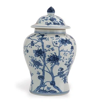 Port 68 Georgia Blue Small Ginger Jar 18" H In Blue;white