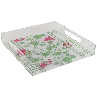 Port 68 Geranium Trellis Pink And Green Vine Decorative Tray