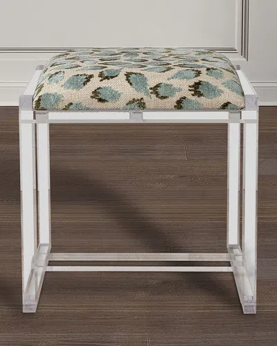 Port 68 Glencoe Celadon Ocelot-print Bench, 18" In Blue