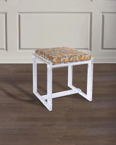 Port 68 Glencoe Lucite Bench, Prowling Khaki (leopard Pattern) In Multi