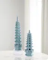 Port 68 Green Tall Pagoda Table Accents, Set Of 2 In Celadon