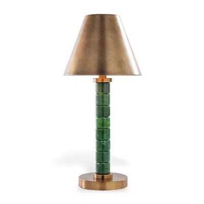 Port 68 Jade Garden Accent Lamp In Green,aged Brass