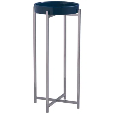 Port 68 Jody 11" Wide Navy Blue Porcelain Accent Table With Tray Top