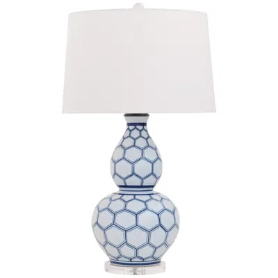 Port 68 Kenilworth Blue And White Honeycomb Double Gourd Table Lamp