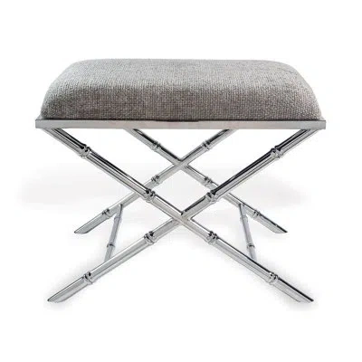 Port 68 Lauderdale Benedict Taupe Bench In Polished Nickel