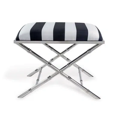 Port 68 Lauderdale Black Stripe Bench In Polished Nickel