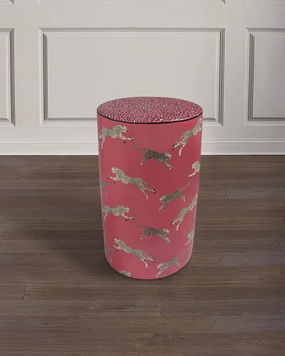 Port 68 Leaping Cheetah 20" Garden Stool In Pink