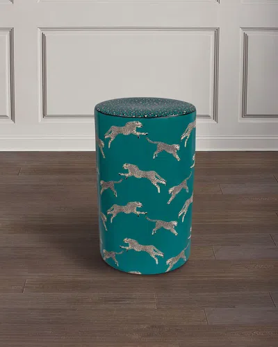 Port 68 Leaping Cheetah 20" Garden Stool In Blue