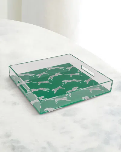 Port 68 Leaping Cheetah Acrylic Tray In Green