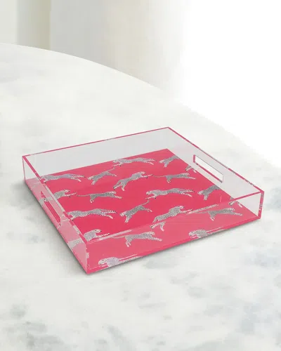 Port 68 Leaping Cheetah Acrylic Tray In Pink