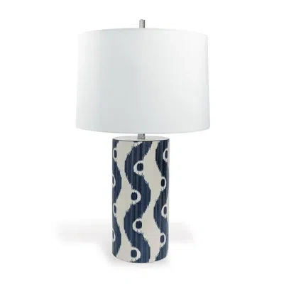 Port 68 Marrakech Porcelain Table Lamp In White;navy Blue