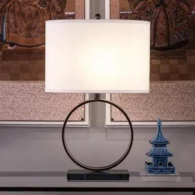 Port 68 Megan Metal/marble/stone Table Lamp In Bronze,black