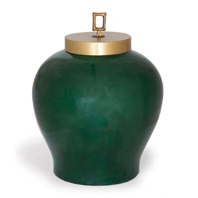 Port 68 Melrose 15" Porcelain Jar In Emerald Green