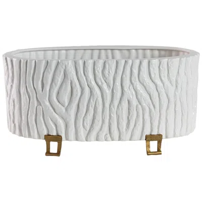 Port 68 Montana Matte White Oval Planter